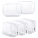 5 Pack Clear Plastic Zippered Toiletry Carry Pouch TSA Approved Toiletry Bag Portable Cosmetic Makeup Bag for Vacation, Bathroom and Organizing (White, Small)