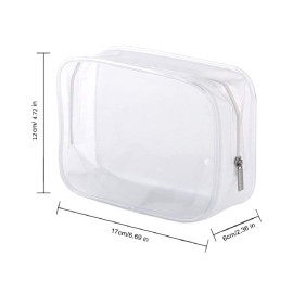5 Pack Clear Plastic Zippered Toiletry Carry Pouch TSA Approved Toiletry Bag Portable Cosmetic Makeup Bag for Vacation, Bathroom and Organizing (White, Small)