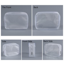 5 Pack Clear Plastic Zippered Toiletry Carry Pouch TSA Approved Toiletry Bag Portable Cosmetic Makeup Bag for Vacation, Bathroom and Organizing (White, Small)
