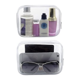 5 Pack Clear Plastic Zippered Toiletry Carry Pouch TSA Approved Toiletry Bag Portable Cosmetic Makeup Bag for Vacation, Bathroom and Organizing (White, Small)