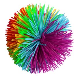 4.5Inch Large Rainbow Stringy Ball Silicone Bouncing Fluffy Jugging Ball,Monkey Stress Ball (Rainbow)