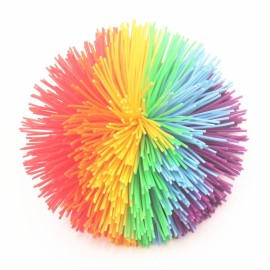 4.5Inch Large Rainbow Stringy Ball Silicone Bouncing Fluffy Jugging Ball,Monkey Stress Ball (Rainbow)