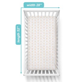 TL Care Fitted Crib Sheet 28 x 52, Soft Breathable Neutral 100% Cotton Jersey Sheet, Gold and Pink Feather, for Boys and Girls, Fits Crib and Toddler Bed mattresses