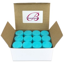 Beauticom 7 Gram / 7 ML (Quantity: 24 Pieces) Thick Wall Round Leak Proof Clear Acrylic Jars with Teal Lids for Beauty, Cream, Cosmetics, Salves, Scrubs