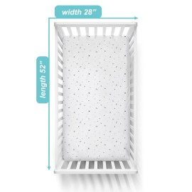 TL Care Fitted Crib Sheet 28 x 52, Soft Breathable Neutral 100% Cotton Jersey Sheet, Stars and Moons, for Boys and Girls, Fits Crib and Toddler Bed mattresses