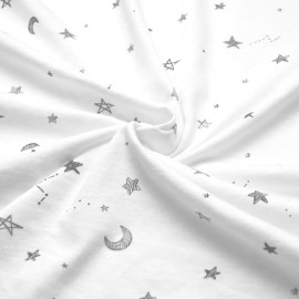 TL Care Fitted Crib Sheet 28 x 52, Soft Breathable Neutral 100% Cotton Jersey Sheet, Stars and Moons, for Boys and Girls, Fits Crib and Toddler Bed mattresses