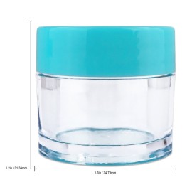 Beauticom 7 Gram / 7 ML (Quantity: 60 Pieces) Thick Wall Round Leak Proof Clear Acrylic Jars with Teal Lids for Beauty, Cream, Cosmetics, Salves, Scrubs