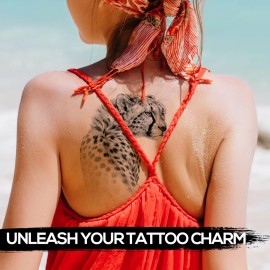 Kotbs 6 Sheets Animal Temporary Tattoos, Black Strong Wolf Tiger Tattoo Stickers for Men Women Adults Waterproof Fake Tattoos