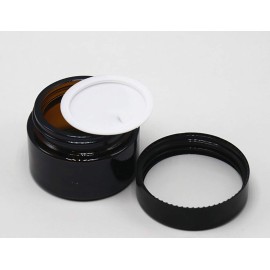 30ml 1 oz Amber Glass Jars Empty Refillable Make Up Cosmetic Storage Pot Travel Containers Bottles With White Inner Liners and Black Lids Prefect for Cosmetics and Face Cream Lip Balm Lotion 3PCS