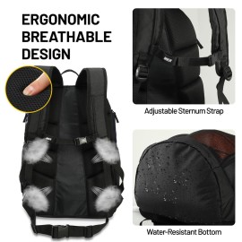 MIER Gym Backpack 40L Basketball Backpack with Ball Compartment & Shoes Storage Multi-Functional Sports Soccer Bag Large Equipment Back Pack Volleyball Backpacks for Men Women, Pure Black