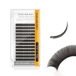 NAGARAKU Double Tips Flat Ellipse Eyelash Extensions Supplies 0.15 C curl 9mm Natural Charcoal Color Faux Mink Super Soft Split Tips Lash Individual Lashes