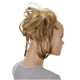 CAISHA Jumbo Scrunchie Braided Updo Wavy Messy Bun Hairpiece Honey Blonde G12D