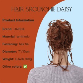 CAISHA Jumbo Scrunchie Braided Updo Wavy Messy Bun Hairpiece Copper Brown G14D