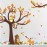 Creative Cartoon Family Owls On The Brown Tree Wall Decals Removable Wall Stickers DIY Wall Art Decor 3D Murals Animals Wallpaper for Nursery School Kids Baby Bedroom Bathroom Decoration