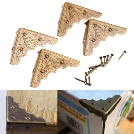 16Pcs Antique Brass Jewelry Box Corner Chest Corner Protector Guard Edge Cover-1.26x1.26x0.43