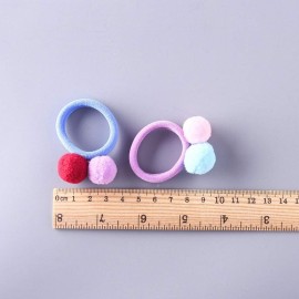 LOVEF 6 Pcs furball pompom Ball Elastic Hair Band gum Ponytail Holder Girls Hair Clip Headband Hair Accessories Gift