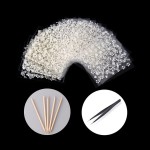 WOKOTO 30pcs White Adhesive 3d Nail Stickers Flower Nail Art Decoration Accessory With 1 Pcs Anti-Static Tweezers And 5 Pcs Wood Nail Art Stick Cuticle Pusher