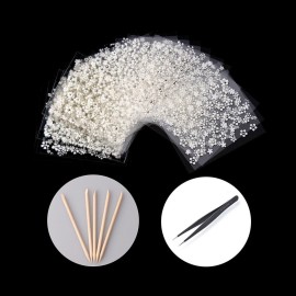 WOKOTO 30pcs White Adhesive 3d Nail Stickers Flower Nail Art Decoration Accessory With 1 Pcs Anti-Static Tweezers And 5 Pcs Wood Nail Art Stick Cuticle Pusher WOKOTO 30pcs White Adhesive 3d Nail Stickers Flower Nail Art Decoration Accessory With 1 Pcs Anti-Static Tweezers And 5 Pcs Wood Nail Art Stick Cuticle Pusher