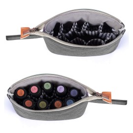 LUXJA Essential Oil Carrying Bag - Holds 8 Bottles (5ml-15ml, Also Fits for Roller Bottles), Portable Organizer for Essential Oil and Small Accessories, Gray