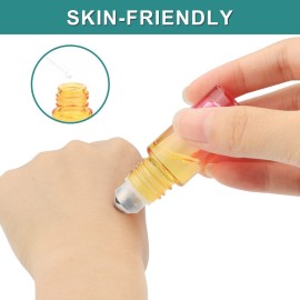 Wresty Gradient Color Roll On Bottles Thick Glass Empty Refillable Fragrance Perfume Essential Oil Glass Roller Bottles Metal Roller ball Bottle Container For Home Travel Use 5ml 6 Packs