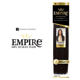 Sensationnel Empire yaki human hair - tangle free weaving for quick weave and sew in styles for faux highlights - 1 pack (8 inch, DARKBLUE)