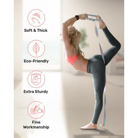 Tumaz Yoga Strap/Stretch Bands [15+ Colors, 6/8/8 Feet Options] with Extra Safe Adjustable D-Ring Buckle, Durable and Comfy Delicate Texture - Best for Daily Stretching, Physical Therapy, Fitness