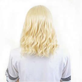 BERON Blonde Wigs 14 Inch/35 cm Women Girls Short Curly Wavy Side Part Hair Wig Light Blond Color Shoulder Costume Cosplay or Daily Use Wigs Rose Net with Wig Cap BERON Blonde Wigs 14 Inch/35 cm Women Girls Short Curly Wavy Side Part Hair Wig Light Blond Color Shoulder Costume Cosplay or Daily Use Wigs Rose Net with Wig Cap