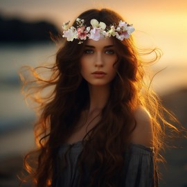 Vivivalue Women Floral Crown Boho Flower Headband Hair Wreath Floral Headpiece Halo with Ribbon Wedding Party Festival Photos