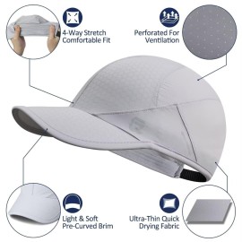 Sport Cap,Soft Brim Lightweight Running Hat Breathable Baseball Cap Quick Dry Sport Caps Cooling Portable Sun Hats for Men and Woman Performance Workouts and Outdoor Activities Light Gray