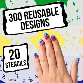 Custom Body Art Airbrush Nail Stencils - Design Series Set  14 Includes 20 Individual Nail Art Template Sheets with 16 Designs Each for a Total 320 Patterns