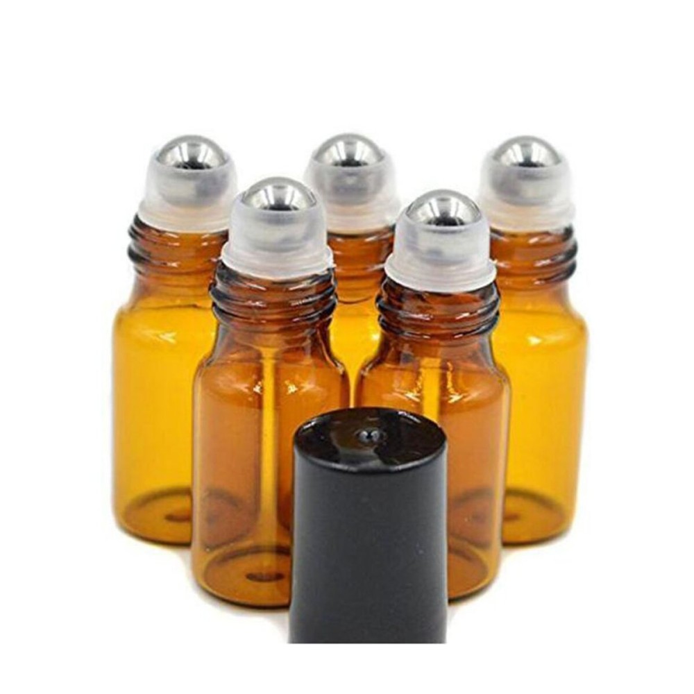 24PCS 5ml Amber Glass Roll-on Bottles Refillable Roller Bottle Vial Container Holder Pot Jar with Stainless Steel Roller Balls and Black Caps for Essential Oil Aromatherapy Perfumes Lip Gloss Balms 24PCS 5ml Amber Glass Roll-on Bottles Refillable Roller Bottle Vial Container Holder Pot Jar with Stainless Steel Roller Balls and Black Caps for Essential Oil Aromatherapy Perfumes Lip Gloss Balms