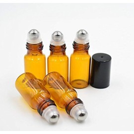 24PCS 5ml Amber Glass Roll-on Bottles Refillable Roller Bottle Vial Container Holder Pot Jar with Stainless Steel Roller Balls and Black Caps for Essential Oil Aromatherapy Perfumes Lip Gloss Balms 24PCS 5ml Amber Glass Roll-on Bottles Refillable Roller Bottle Vial Container Holder Pot Jar with Stainless Steel Roller Balls and Black Caps for Essential Oil Aromatherapy Perfumes Lip Gloss Balms