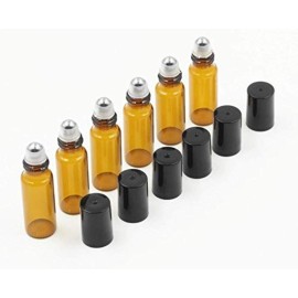 24PCS 5ml Amber Glass Roll-on Bottles Refillable Roller Bottle Vial Container Holder Pot Jar with Stainless Steel Roller Balls and Black Caps for Essential Oil Aromatherapy Perfumes Lip Gloss Balms 24PCS 5ml Amber Glass Roll-on Bottles Refillable Roller Bottle Vial Container Holder Pot Jar with Stainless Steel Roller Balls and Black Caps for Essential Oil Aromatherapy Perfumes Lip Gloss Balms