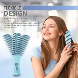 Flex Brush Vented Hair Brush for Blow Drying, Flexible Bristle for Women & Kids, Detangling, Massages Scalp for Hair Growth, Lightweight & Vented for Faster Drying, Boar Bristle & Nylon Mix (Blue)