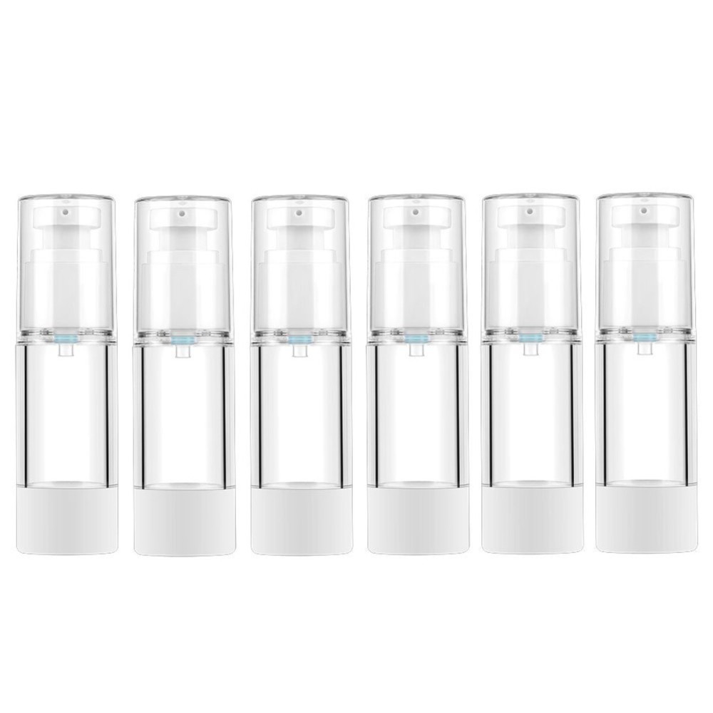 LONGWAY 1 Oz 30ml Clear Airless Cosmetic Cream Pump Bottle Travel Size Dispenser Refillable Containers/Foundation Travel Pump Bottle for Shampoo (Pack of 6) LONGWAY 1 Oz 30ml Clear Airless Cosmetic Cream Pump Bottle Travel Size Dispenser Refillable Containers/Foundation Travel Pump Bottle for Shampoo (Pack of 6)