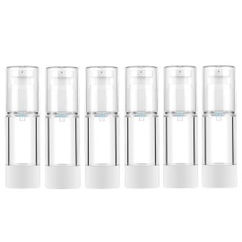 LONGWAY 1 Oz 30ml Clear Airless Cosmetic Cream Pump Bottle Travel Size Dispenser Refillable Containers/Foundation Travel Pump Bottle for Shampoo (Pack of 6)
