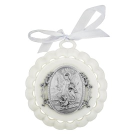 Guardian Angel Crib Medal (White)