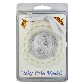 Guardian Angel Crib Medal (White)