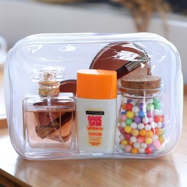 Pangda 5 Pack Clear PVC Zippered Toiletry Carry Pouch Portable Cosmetic Makeup Bag for Vacation, Bathroom and Organizing (Small, White) Pangda 5 Pack Clear PVC Zippered Toiletry Carry Pouch Portable Cosmetic Makeup Bag for Vacation, Bathroom and Organizing (Small, White)