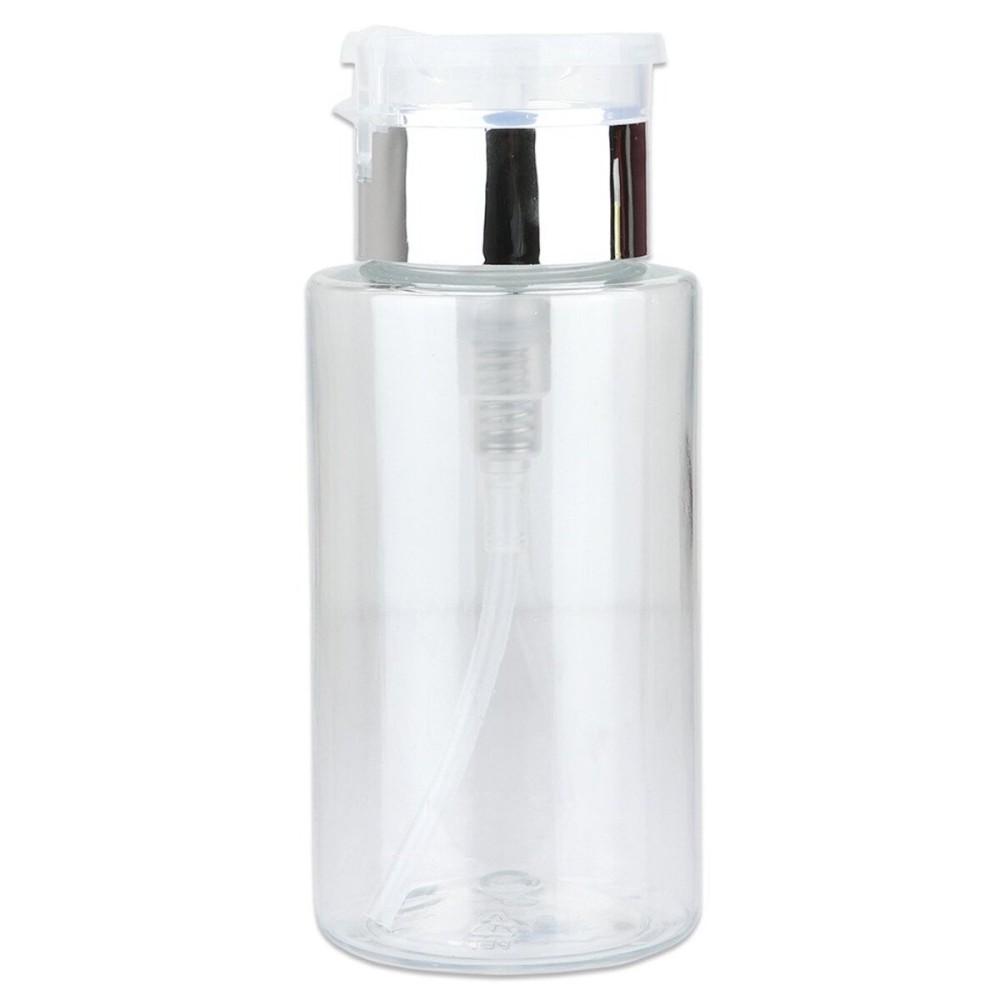 7oz Push Down Pump Dispenser Flip Top Cap Refillable Empty Bottle -Color: Silver - Lockable Travel Cosmetic Packaging Empty Bottle for Nail Polish Manicure 7oz Push Down Pump Dispenser Flip Top Cap Refillable Empty Bottle -Color: Silver - Lockable Travel Cosmetic Packaging Empty Bottle for Nail Polish Manicure
