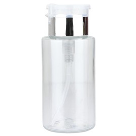 7oz Push Down Pump Dispenser Flip Top Cap Refillable Empty Bottle -Color: Silver - Lockable Travel Cosmetic Packaging Empty Bottle for Nail Polish Manicure