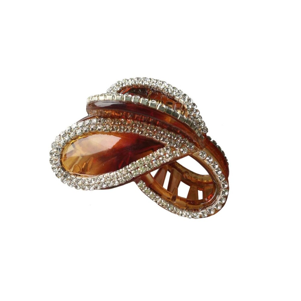 Women Simple Exquisite Acrylic Rhinestones Large Fancy Hair Claw Clip - Elegant Butterfly Jaw Clips Hairpin for Thick Hair (Brown)