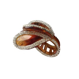 Women Simple Exquisite Acrylic Rhinestones Large Fancy Hair Claw Clip - Elegant Butterfly Jaw Clips Hairpin for Thick Hair (Brown)