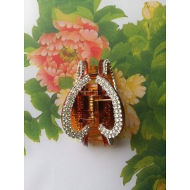 Women Simple Exquisite Acrylic Rhinestones Large Fancy Hair Claw Clip - Elegant Butterfly Jaw Clips Hairpin for Thick Hair (Brown)