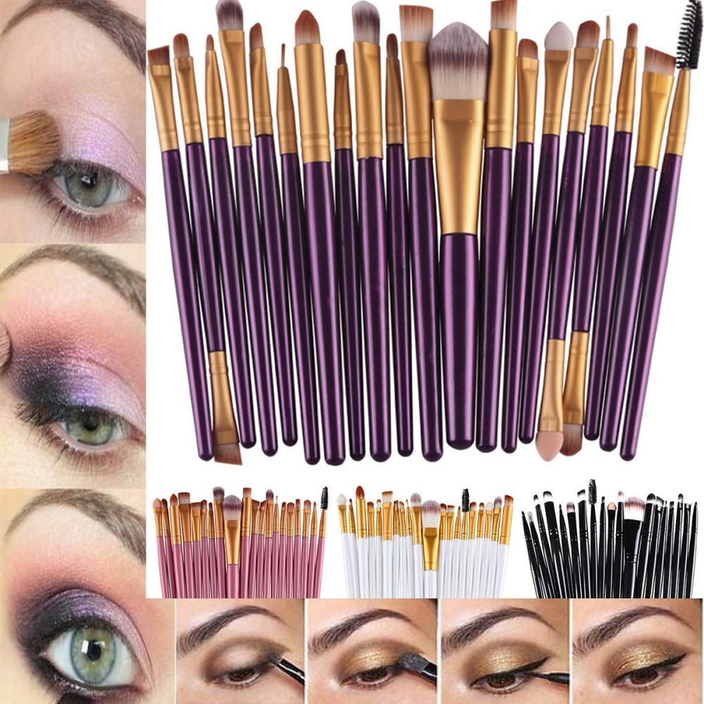 20pcs Makeup BRUSHES Kit Set Powder Foundation Eyeshadow Eyeliner Lip Brush NEW  (PURPLE + GOLD)