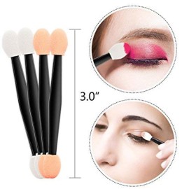 Amariver 200 Pack Disposable Eyeshadow Brush Sponge Tipped Oval Makeup Tool Dual Sides Eyeshadow Brush Comestic Applicator for Girls Lady Women Daily Beauty(Black)