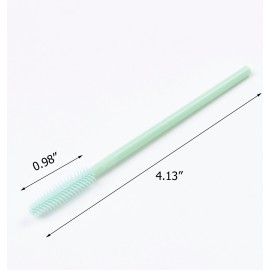 BIHRTC Pack of 100 One-Off Disposable Silicone Eyelash Mascara Brushes Wands Applicator Eyebrow Brush Makeup Tool Kit Set (Tower Shape - Light Green)
