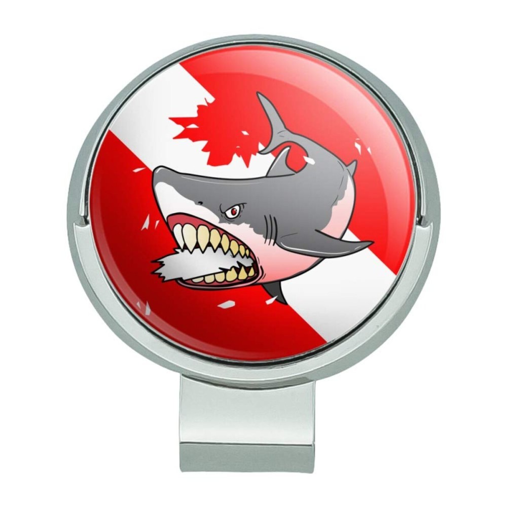 GRAPHICS & MORE Angry Shark Scuba Diving Flag Diver Golf Hat Clip with Magnetic Ball Marker