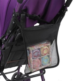 4Pcs Baby Stroller Bag,Oxford Hanging Mesh Stroller Bags Net Organizer 11.8x12.5(Black)