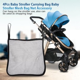 4Pcs Baby Stroller Bag,Oxford Hanging Mesh Stroller Bags Net Organizer 11.8x12.5(Black)